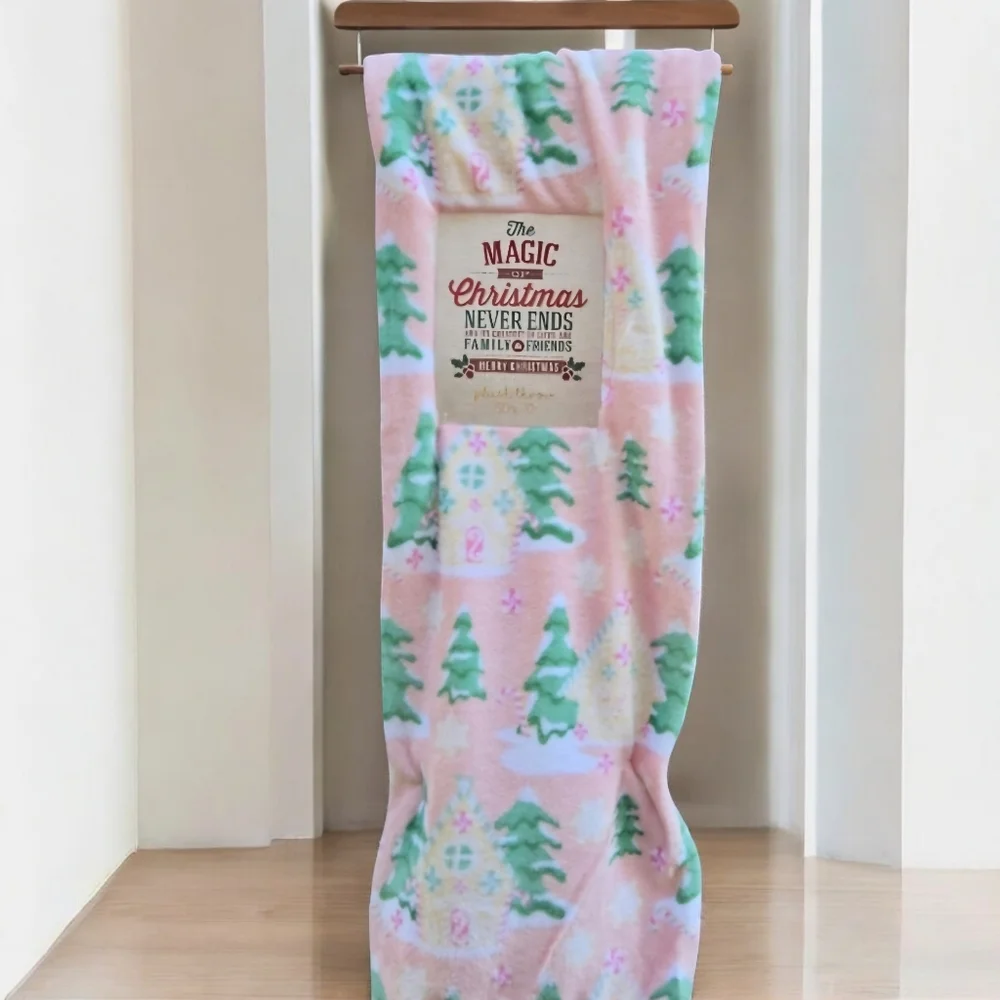 Gingerbread House The Magic Of Christmas Pink Plush Tree Blanket